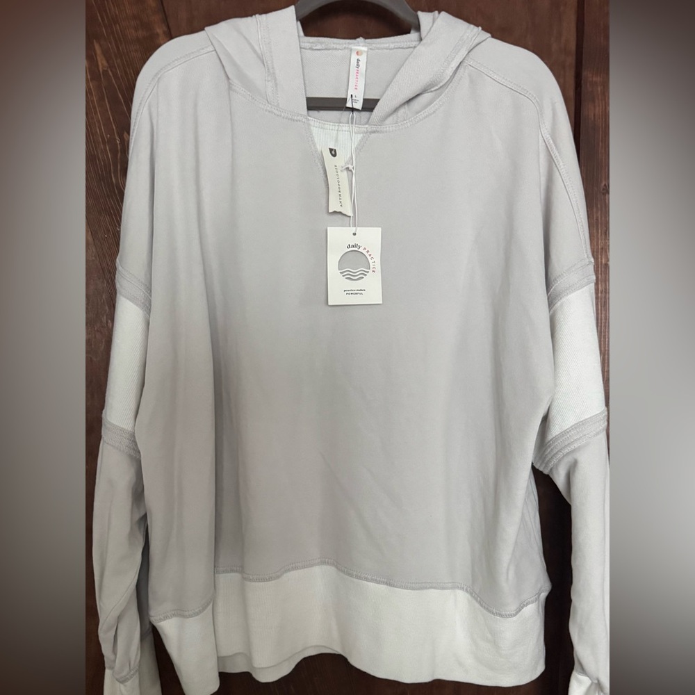 Daily Practice by Anthropologie Gray and Off White Long-Sleeve Sweatshirt